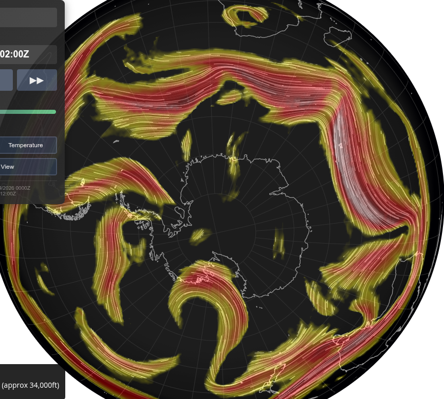 Earth's southern hemisphere jet stream, forming a more continuous ring