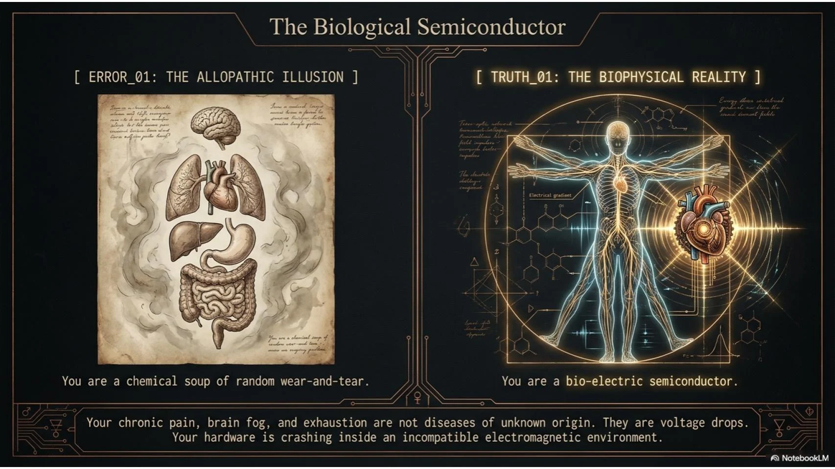 The Biological Semiconductor — allopathic illusion vs biophysical reality