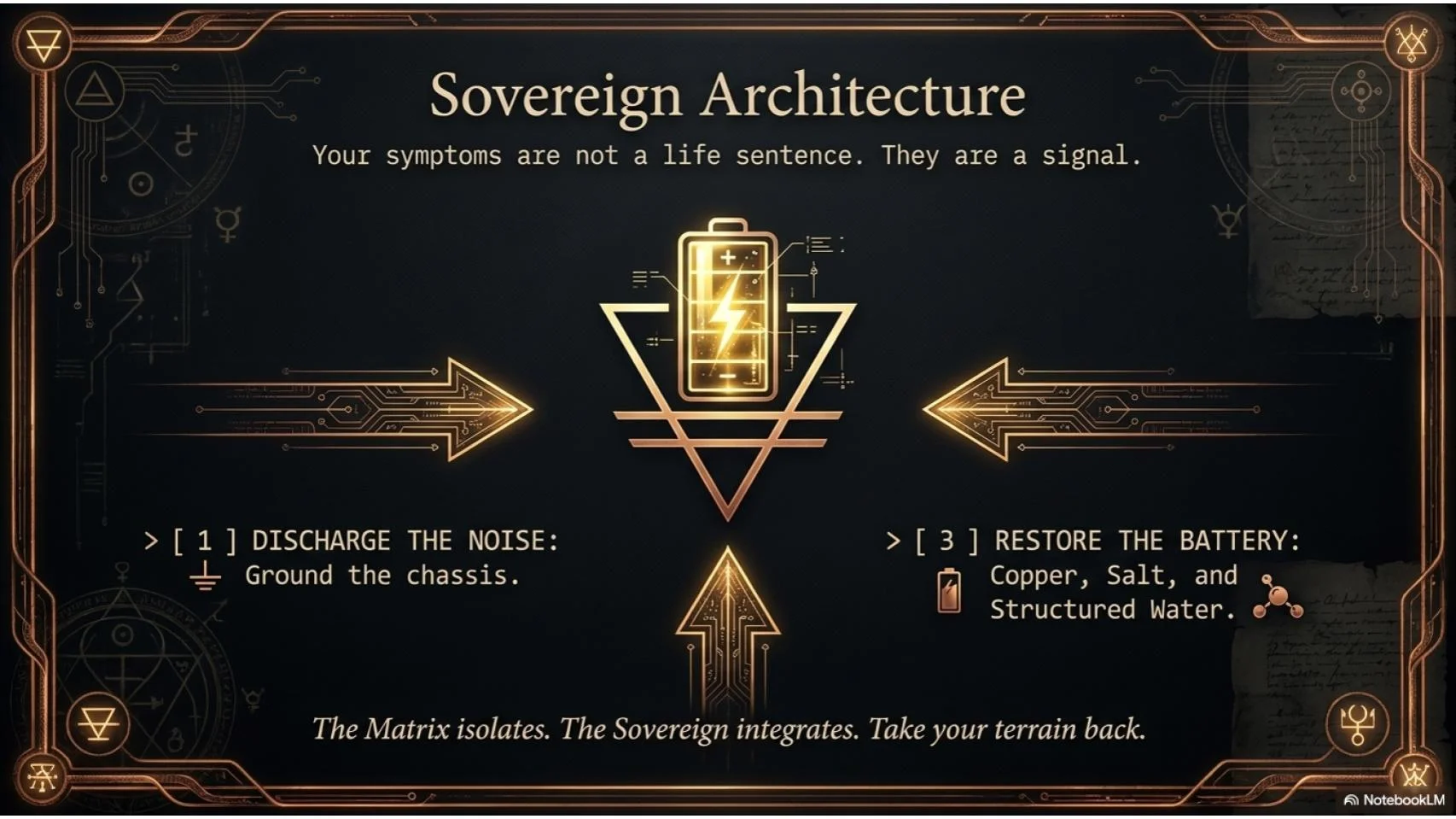 Sovereign Architecture — discharge the noise, close the gates, restore the battery