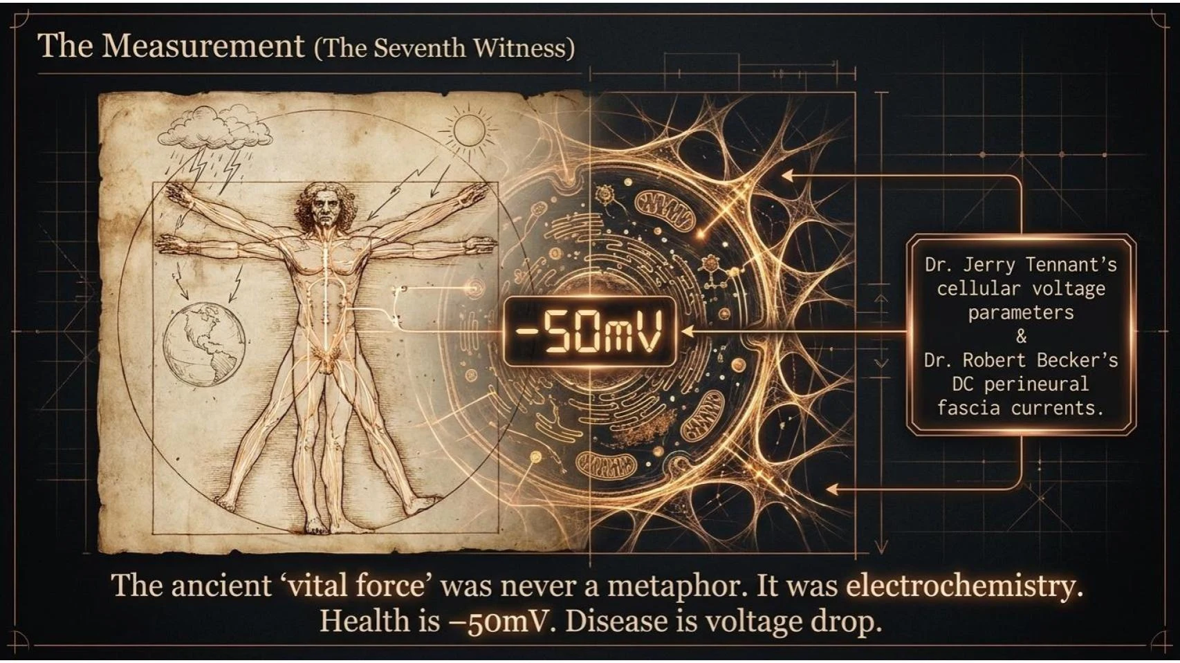 The Measurement — The Seventh Witness — Tennant −50mV cellular voltage and Becker DC perineural fascia currents