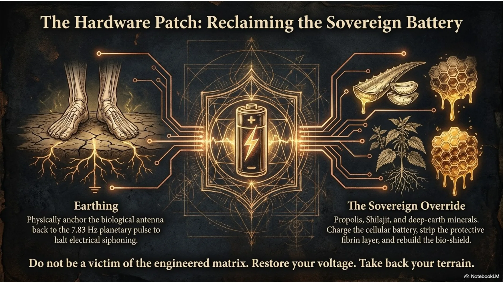 The Hardware Patch: Reclaiming the Sovereign Battery — Earthing, Propolis, Shilajit